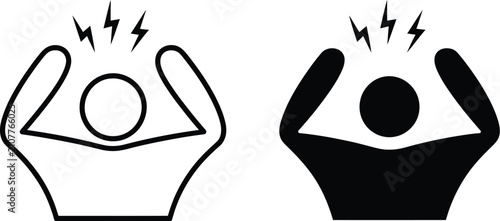 Bild auf Leinwand Irritated human icons featuring expressive line art symbols for frustration, annoyance, stress, and emotional reaction vector illustrations