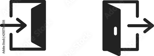 Cuadro en lienzo Black minimalist line art icons of login and logout symbols featuring arrows poi