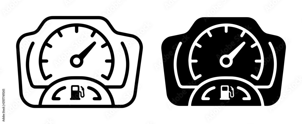 Fototapeta premium Car Dashboard Icons: Speedometer and Fuel Gauge, Vector Set for Automotive and Transport Graphics