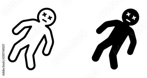 Fotografie Dead Person Icon, Deceased Figure Symbol, Vector Silhouette of Deceased Human, B