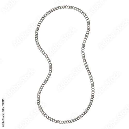 Silver Curb Chain Necklace Isolated Transparent Background