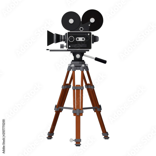Vintage Film Camera on Tripod Transparent Background
