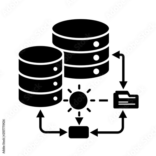 Database Data Integration and Flow Icon