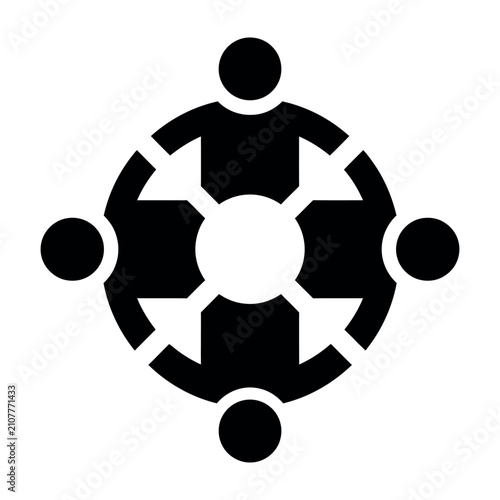 Four people standing in a circle holding hands flat vector icon design