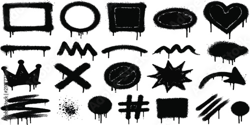 Cuadro en lienzo Street art graffiti elements set with spray paint drips and icons graffiti eleme