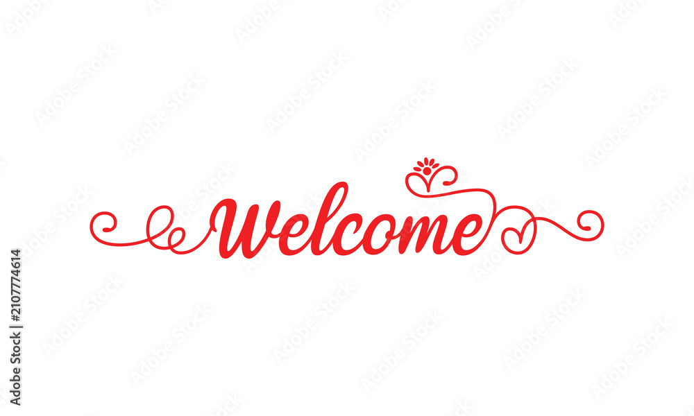 Fototapeta premium Elegant Red Welcome Swash Floral Vector