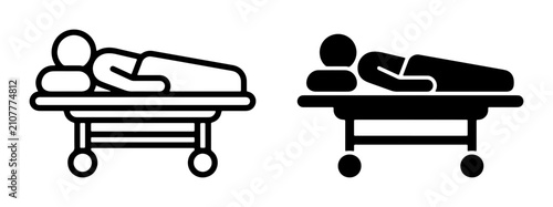 Medical Stretcher Icons, Patient Transport Symbols, Hospital Bed Vector Graphics, Healthcare and Emergency Service Illustrations