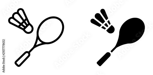 Konstfotografi Badminton Racket and Shuttlecock Icons, Sport Equipment Vector Graphics, Game Pl
