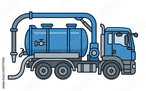 Vacuum Truck Vector Illustration