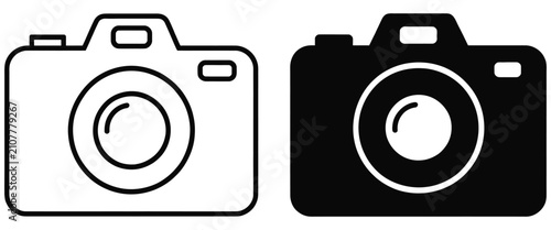 Quadro su tela Camera photo symbol with outline and filled styles for photography, imaging, med