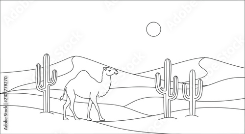 Coloring page of a scenic mountain landscape with trees and a river. A relaxing outdoor scene for children and adults to color. Ideal for education...