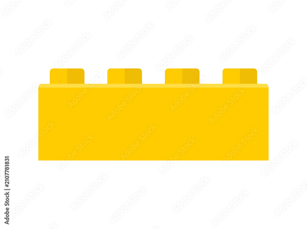 Fototapeta premium Lego brick vector yellow toy building block for kids