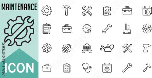 Maintenance icon set for repair tools and technical work