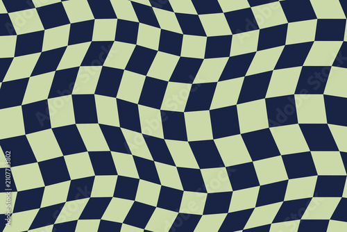 Cuadro en lienzo Wavy checkered pattern a modern abstract design in pale green and navy blue