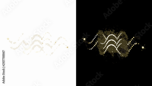 Bild auf Leinwand Wavy particle flow with contrasting backgrounds featuring a golden and dark aest