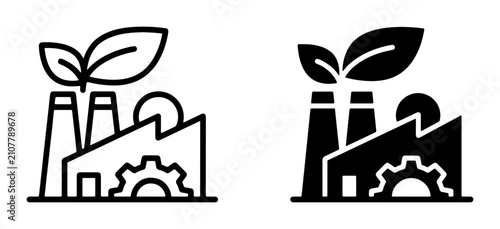 Canvastavla Eco-friendly factory icons, green industry symbols, sustainable production conce