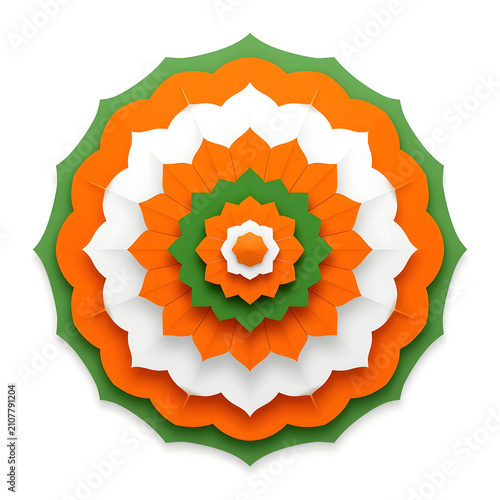 Indian Tricolor Paper Cut Art