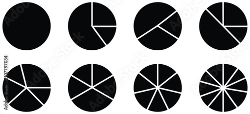 Billede på lærred Circle pie chart diagram representing data analysis statistics percentages business reports finance and infographic visualization, vector design