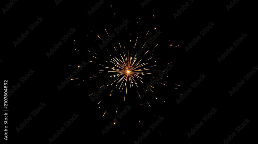 Fototapeta premium Golden firework burst night sky glowing sparks festive celebration radiant