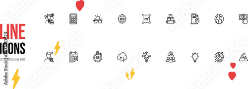 Corporate seo marketing optimization logistics factory management production scheduling line icon set business strategy timeline startup launch web graphic bundle