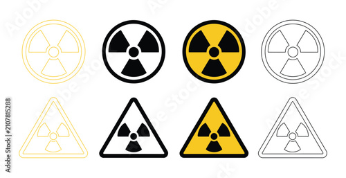 Schilderij op canvas Radiation hazard vector icon set, radioactive warning signs and nuclear safety symbols for laboratories, industrial facilities, hazardous materials and emergency signage