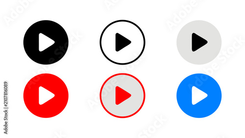 Collection of play button icons. Set of modern video player interface symbols.