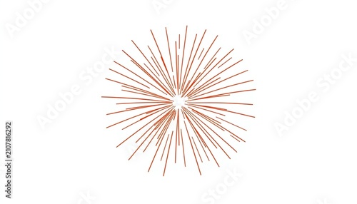 Elegant Golden Starburst Firework Decorative Element Isolated on White