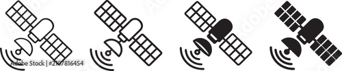 Space satellite communication icon set.