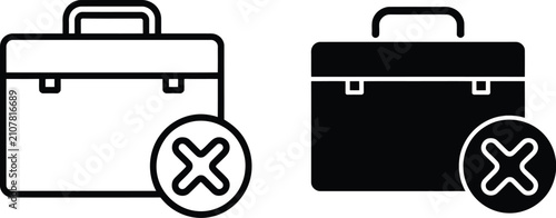 Unemployment Icon Set featuring job loss, unemployed person, career search, financial hardship, employment status, and workforce symbols in editable line art vector styles.