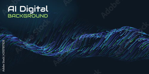 Background Digital Flow Innovation, AI Abstract Innovation, AI Pattern. Modern Technology Background with Abstract Digital Motion, Creative Surface Illustration and Data Concept.