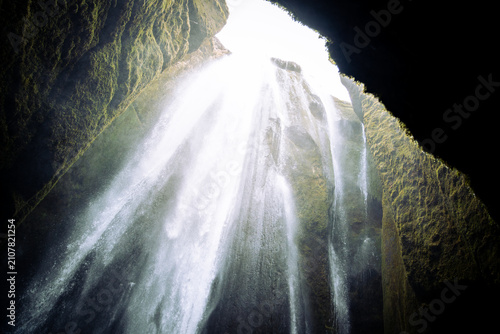Gljufrabui, hidden waterfall near Seljalandsfoss on a March day