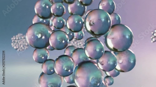 Animated circle clusters gently moving in 3D space minimalistic soft ambient lighting