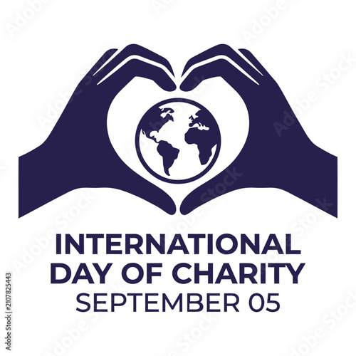 International Day Of Charity Global Heart Hand Vector Illustration
