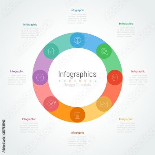 Infographic 8 options design elements for your business data. Vector Illustration.