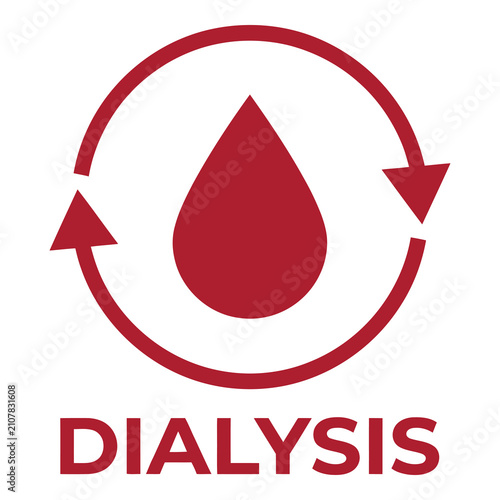 Red dialysis symbol with drop and circular arrows logo design icon