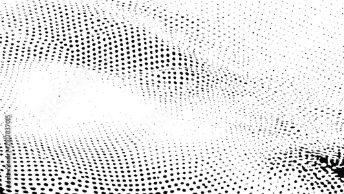 Konstfotografi Black and white abstract background, with a distorted, halftone dot pattern, cre