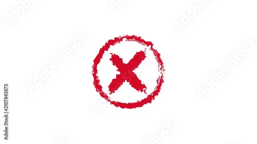 Red X Mark Rejected Icon Sketch Animation