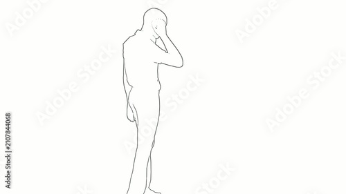 Line Art Thinking Person Sketch Animation