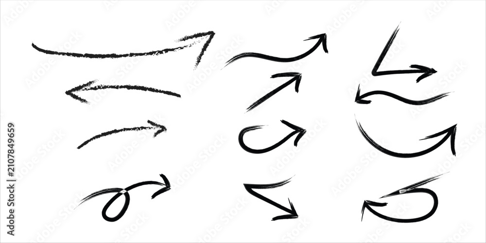 Fototapeta premium Hand Drawn Sketch Arrow Collection Vector Set