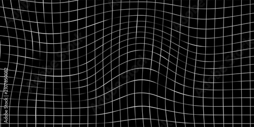 Photos White grid distortion on black background