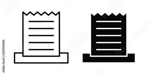 Paper receipt icon in black and white style
