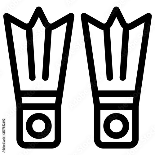 Scuba Diving Swim Fins Line Icon
