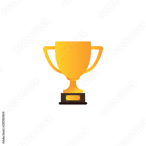 Golden Trophy Cup Award Victory Achievement Icon Vector