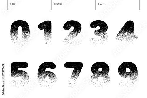 グランジの0から9までの数字のセット_083
