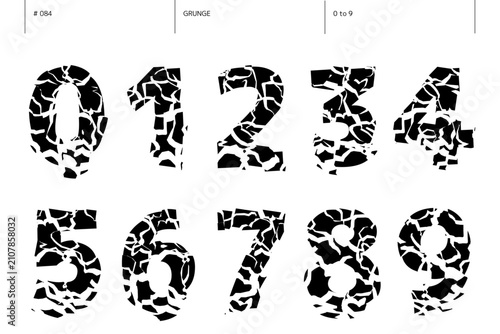 グランジの0から9までの数字のセット_084