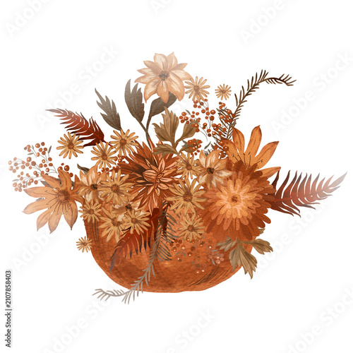 Pumpkin with Flowers Autumn Thanksgiving Floral Decoration