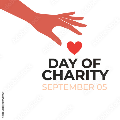 Day Of Charity Reaching Hand Heart Vector Illustration