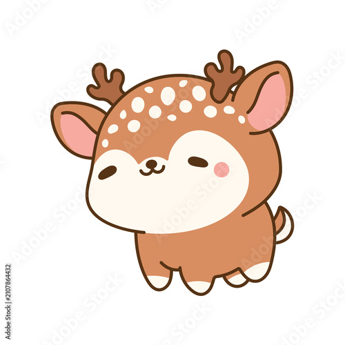 Cute cartoon deer illustration. Adorable woodland animal character design.