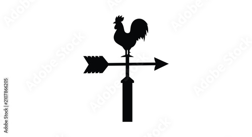 Принти на полотні Weather vane with rooster and arrow a black silhouette weathervane weathercock