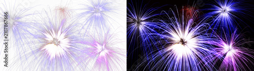 Foto firework starburst pyrotechnics isolated transparency blue purple celebration ho